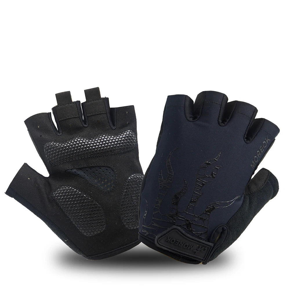 MOREOK Bike Gloves Breathable 5mm Gel Pads MTB Mountain Road Bicycle Gloves Shock-absorbing Half Finger Cycling Gloves Men Women