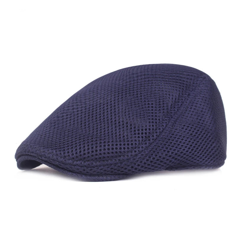 Spring Summer Men Women Casual Mesh Beret Hat Solid Color Flat Cap Newsboy Style Gatsby Hat Breathable Sun Hat