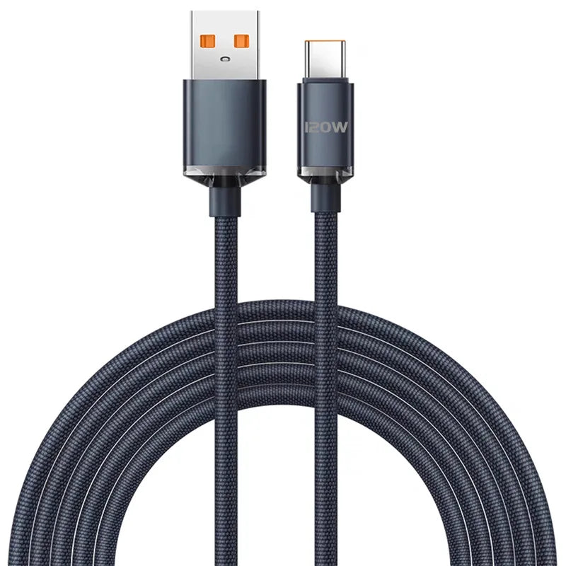 120W  Type C Cable Super Fast Charger Cord Quick Charge USB C Cables Phone Charger For Samsung Xiaomi Huawei Oneplus POCO OPPO