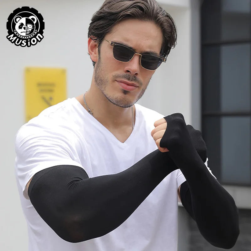 Musion Plus Size Sun Protection Arm Sleeves Extended and Widened XXL Fat Man UPF50+ Hand Sock for Riding and Running For Unisex