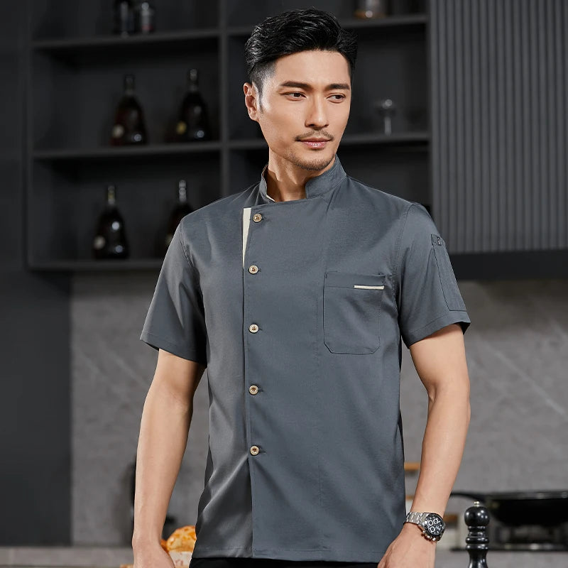 Summer Cook Jacket Restaurant Kitchen Chef Work Uniform  Waiter White Shirt Cooking Costume Barber Catering Bakery Overalls