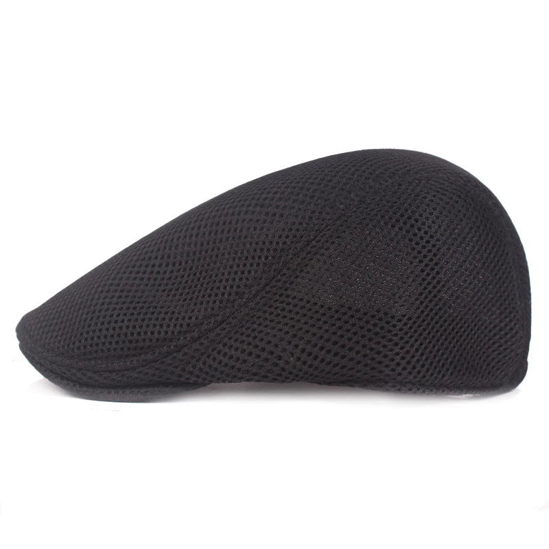 Spring Summer Men Women Casual Mesh Beret Hat Solid Color Flat Cap Newsboy Style Gatsby Hat Breathable Sun Hat