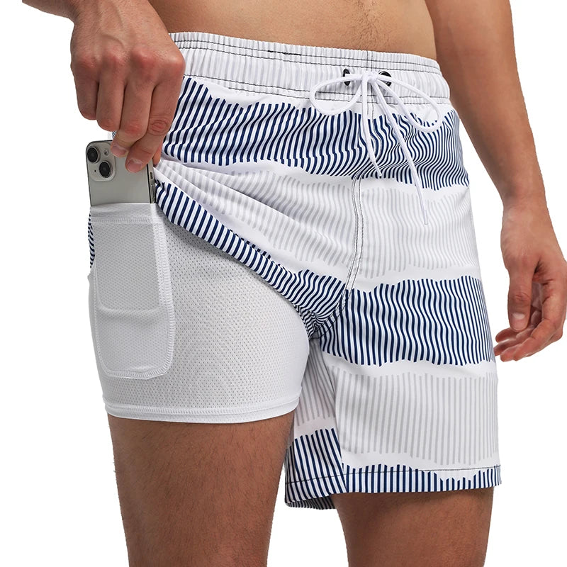 ESCATCH Summer 2025 New Fashion Polyester Swimming Shorts Men Gym Board Quickly Dry Elastic Waist Traje De Baño Beach Pants