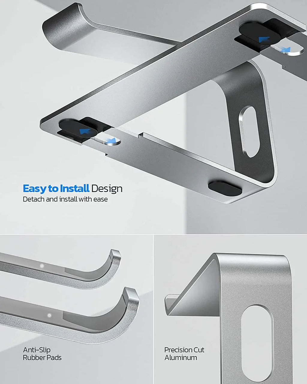Laptop Stand Ergonomic Aluminum Computer Stand Detachable Laptop Riser Notebook Holder Stand Compatible with MacBook Air Pro