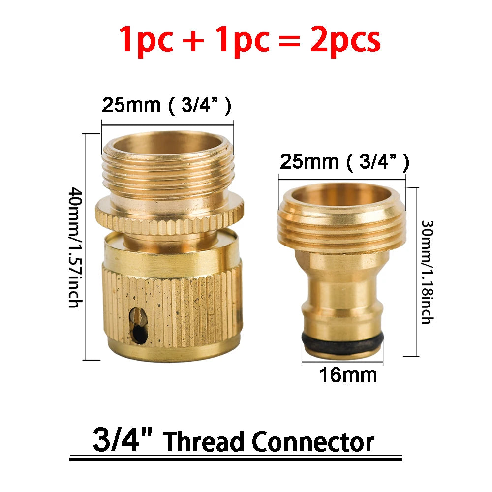 1Sets Garden Hose Quick Connect Water Hose Fitting, 3/4 Inch 1/2 Inch Brass BSP Female And Male Connector