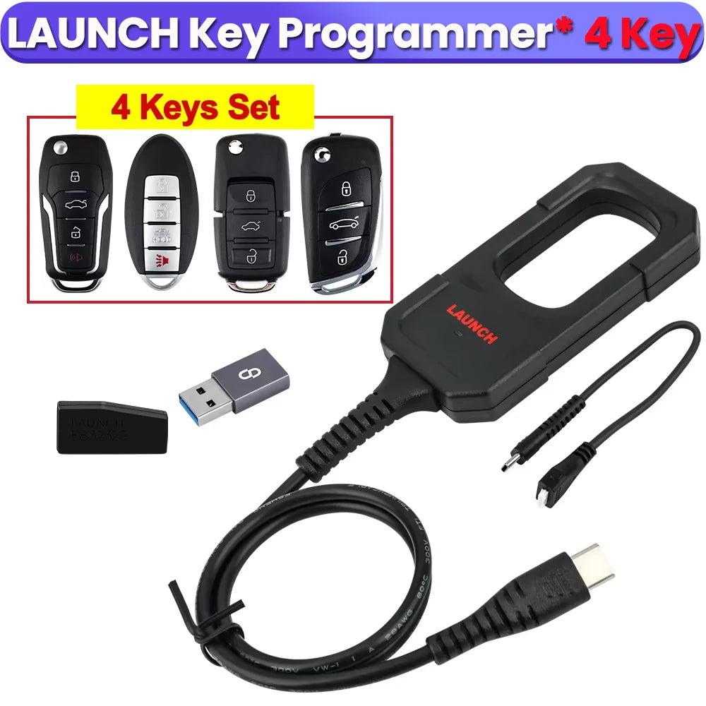 LAUNCH Official Store - X431 Key Programmer with 4 Chip Keys IMMO Programming Tools work with X431 IMMO ELITE/PLUS/PAD V...