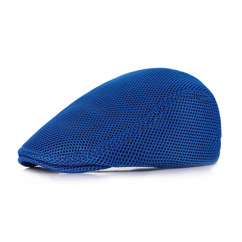 Spring Summer Men Women Casual Mesh Beret Hat Solid Color Flat Cap Newsboy Style Gatsby Hat Breathable Sun Hat