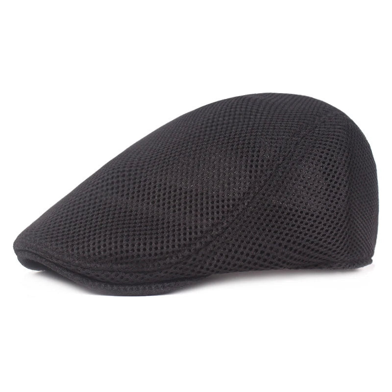 Spring Summer Men Women Casual Mesh Beret Hat Solid Color Flat Cap Newsboy Style Gatsby Hat Breathable Sun Hat