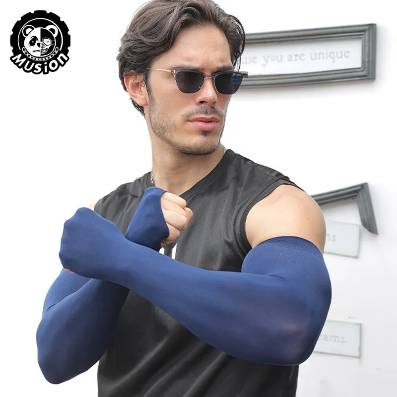 Musion Plus Size Sun Protection Arm Sleeves Extended and Widened XXL Fat Man UPF50+ Hand Sock for Riding and Running For Unisex
