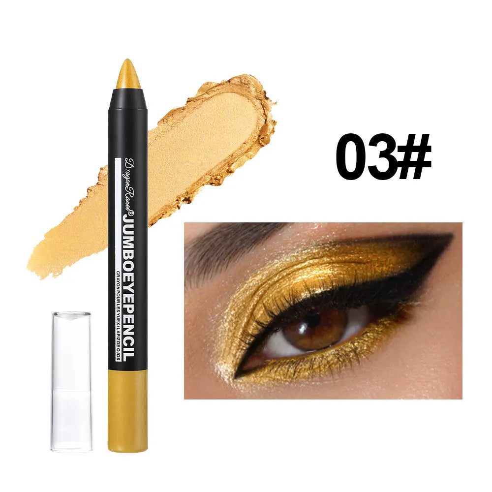 Smoky Dark Green Eyeshadow Pencil Stick Waterproof Pearlescent 12 Colors Metallic Glitter Eye Shadow Highlighter Pen Makeup Tool