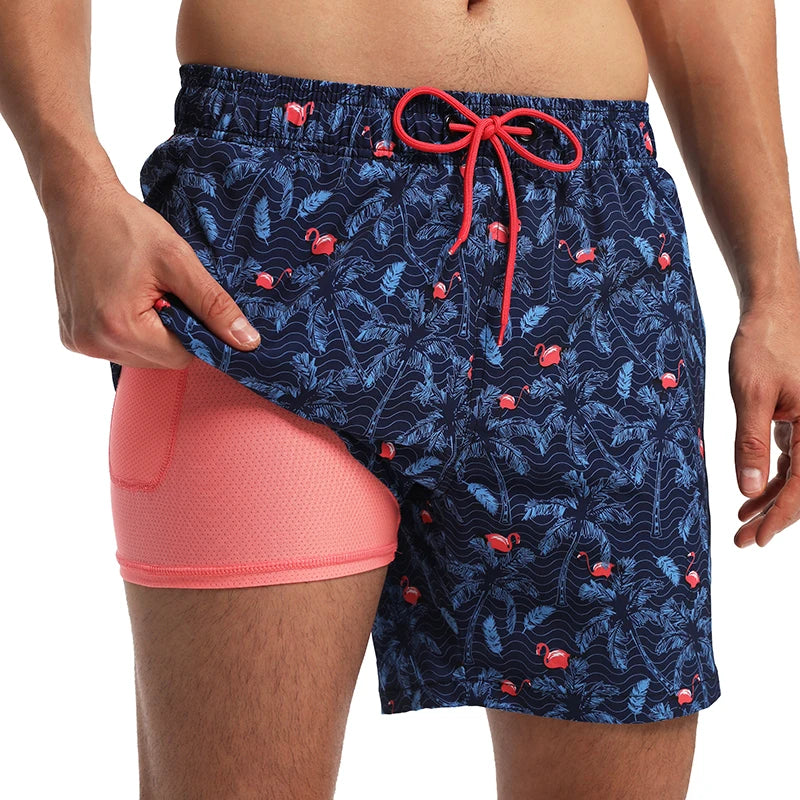 ESCATCH Summer 2025 New Fashion Polyester Swimming Shorts Men Gym Board Quickly Dry Elastic Waist Traje De Baño Beach Pants