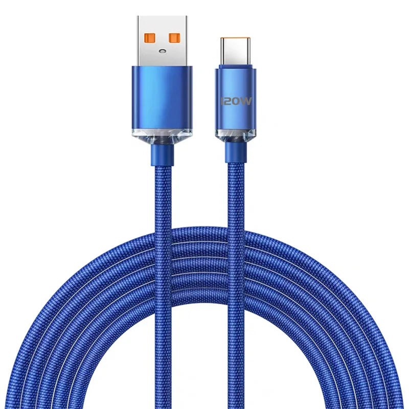 120W  Type C Cable Super Fast Charger Cord Quick Charge USB C Cables Phone Charger For Samsung Xiaomi Huawei Oneplus POCO OPPO