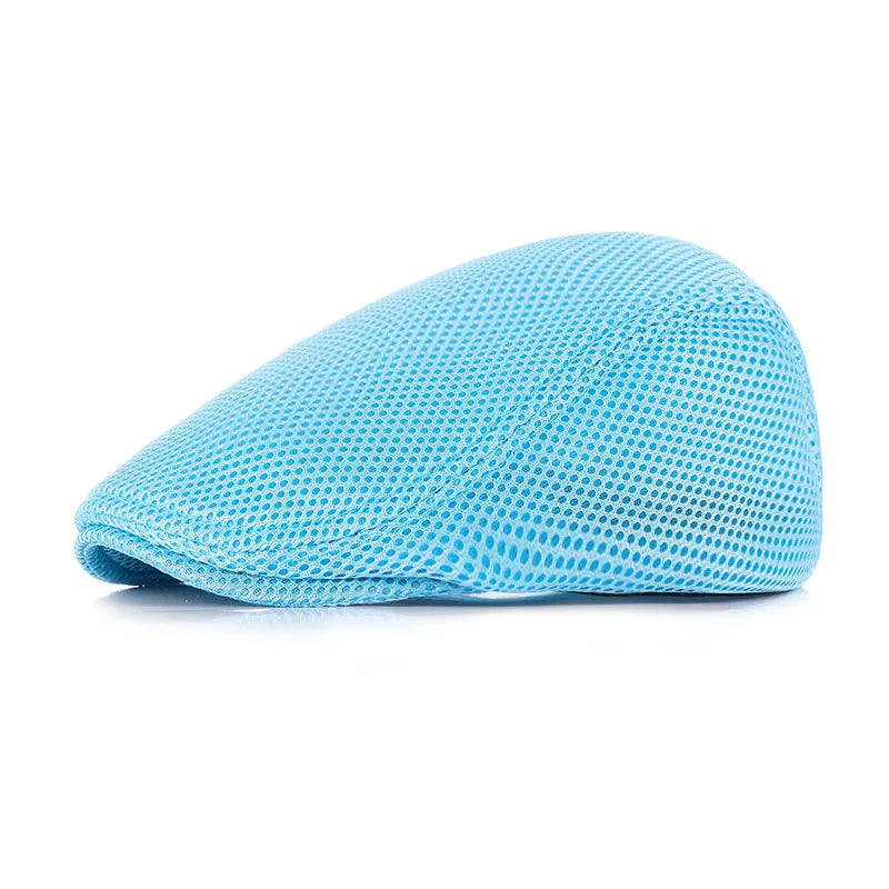 Spring Summer Men Women Casual Mesh Beret Hat Solid Color Flat Cap Newsboy Style Gatsby Hat Breathable Sun Hat