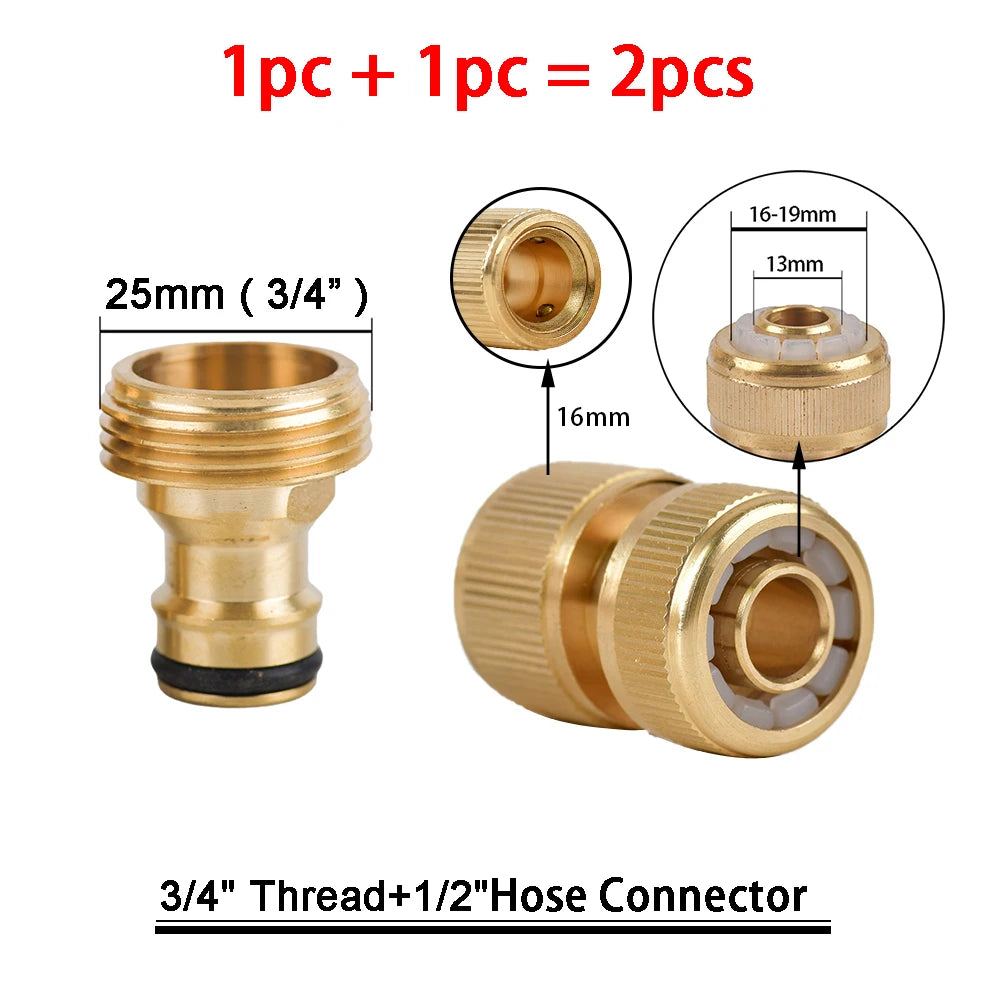 1Sets Garden Hose Quick Connect Water Hose Fitting, 3/4 Inch 1/2 Inch Brass BSP Female And Male Connector