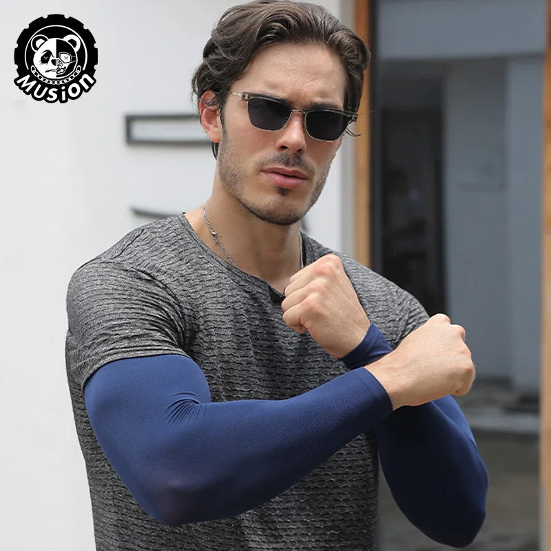Musion Plus Size Sun Protection Arm Sleeves Extended and Widened XXL Fat Man UPF50+ Hand Sock for Riding and Running For Unisex