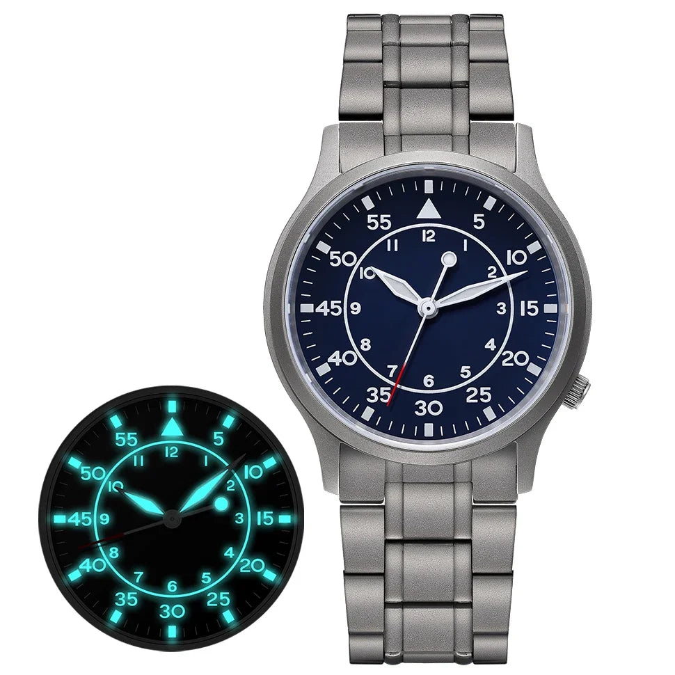 BERNY Titanium Watch for Men AR Coating Sapphire Fashion Wristwatch Luminous VH31 Ultra-thin Quartz Watch Waterproof 5ATM Watch