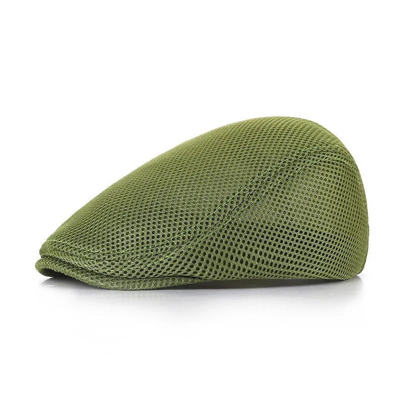 Spring Summer Men Women Casual Mesh Beret Hat Solid Color Flat Cap Newsboy Style Gatsby Hat Breathable Sun Hat