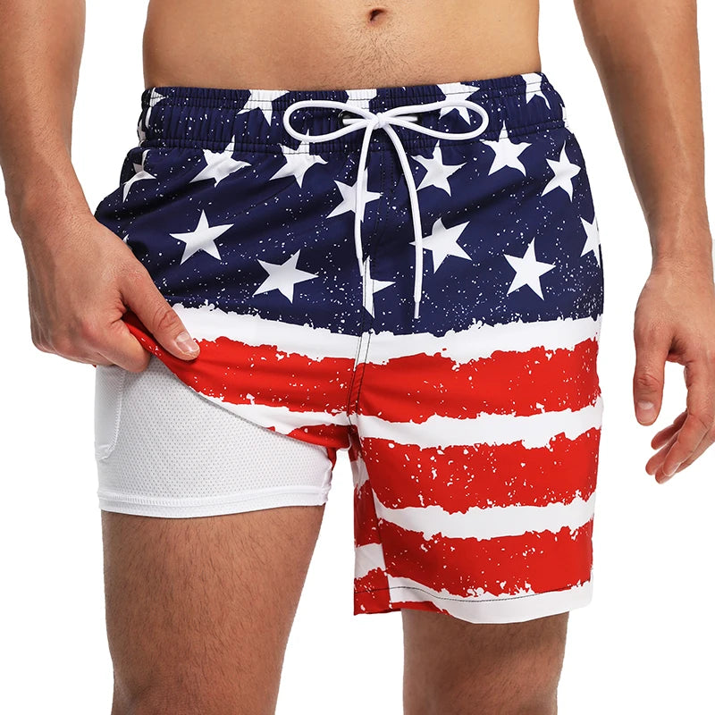 ESCATCH Summer 2025 New Fashion Polyester Swimming Shorts Men Gym Board Quickly Dry Elastic Waist Traje De Baño Beach Pants