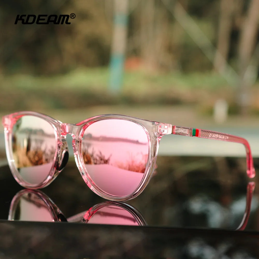 KDEAM Vintage Women's Sunglasses Polarized Lens Metal Hinge Oval Shaped Female Sun Glasses