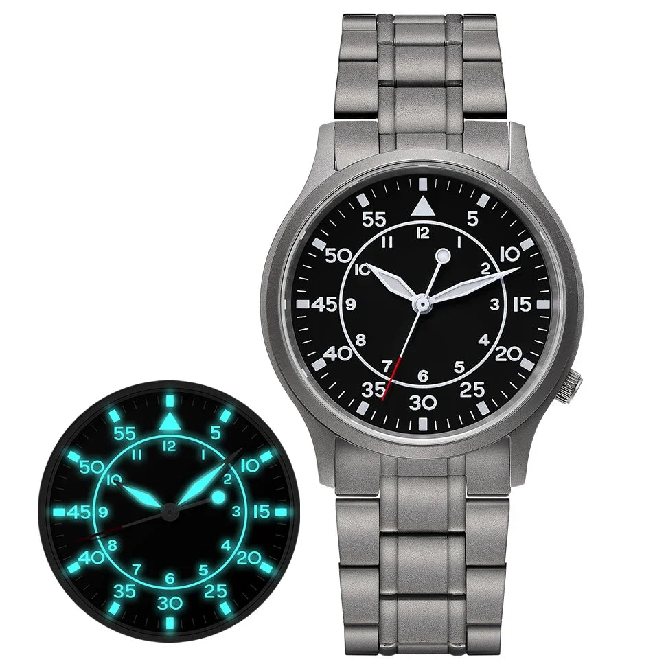 BERNY Titanium Watch for Men AR Coating Sapphire Fashion Wristwatch Luminous VH31 Ultra-thin Quartz Watch Waterproof 5ATM Watch