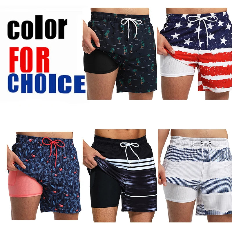 ESCATCH Summer 2025 New Fashion Polyester Swimming Shorts Men Gym Board Quickly Dry Elastic Waist Traje De Baño Beach Pants