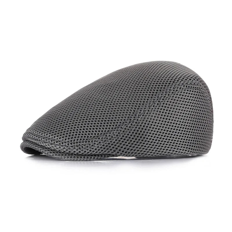Spring Summer Men Women Casual Mesh Beret Hat Solid Color Flat Cap Newsboy Style Gatsby Hat Breathable Sun Hat