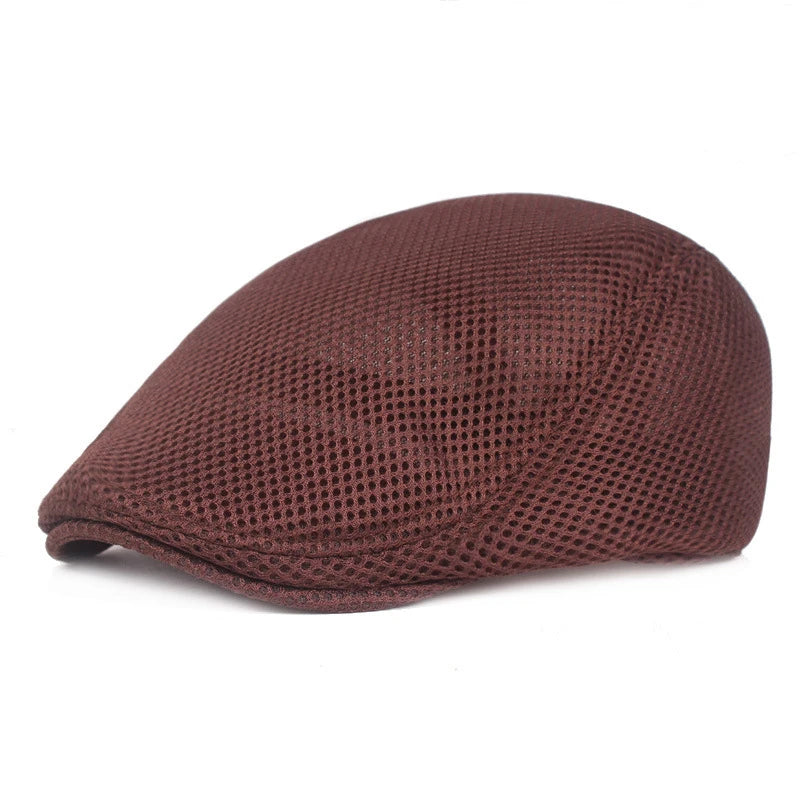 Spring Summer Men Women Casual Mesh Beret Hat Solid Color Flat Cap Newsboy Style Gatsby Hat Breathable Sun Hat