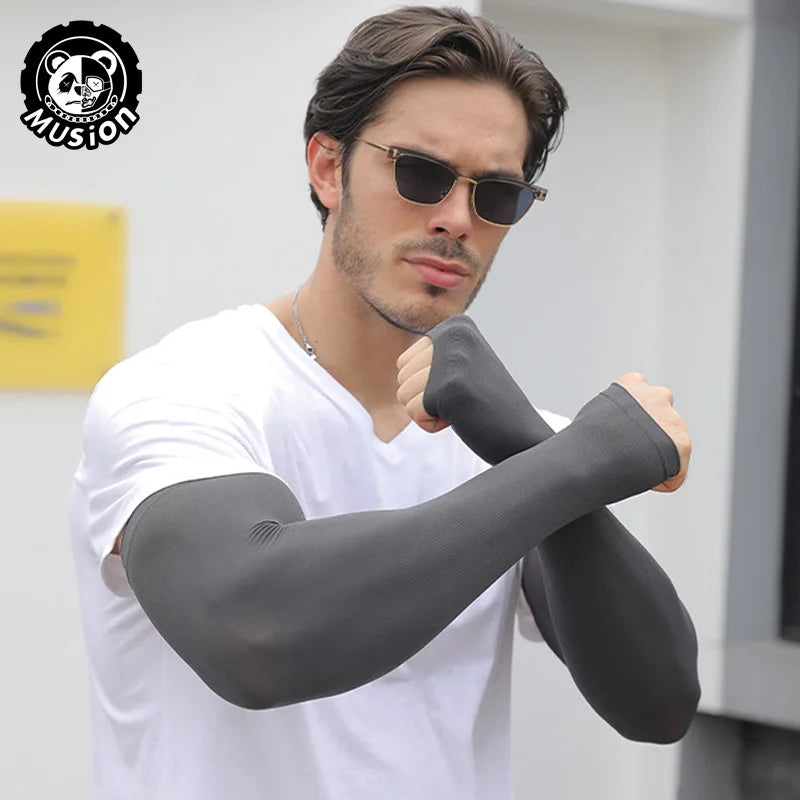 Musion Plus Size Sun Protection Arm Sleeves Extended and Widened XXL Fat Man UPF50+ Hand Sock for Riding and Running For Unisex