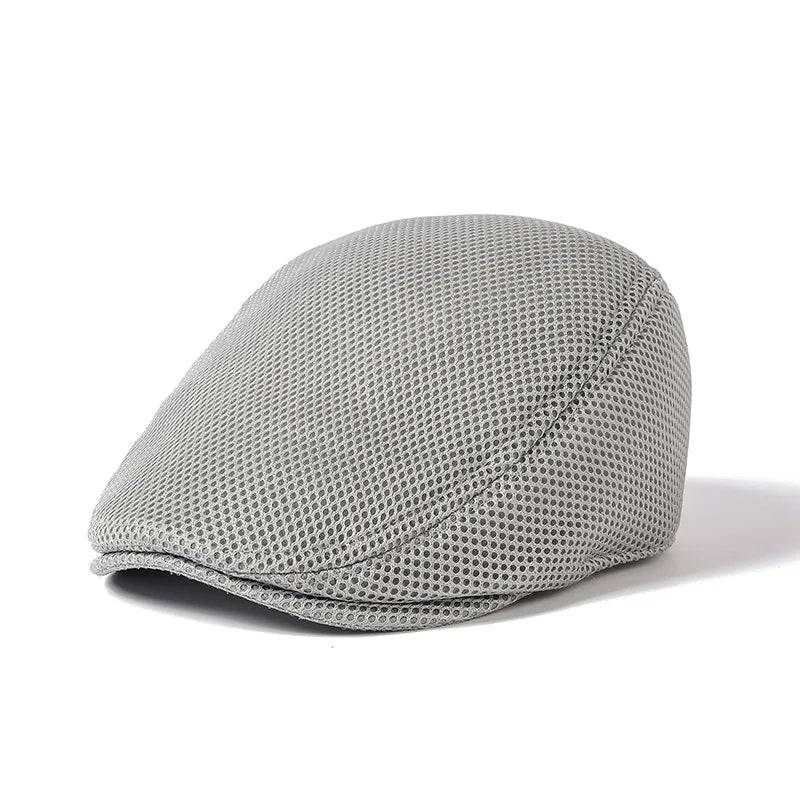 Spring Summer Men Women Casual Mesh Beret Hat Solid Color Flat Cap Newsboy Style Gatsby Hat Breathable Sun Hat