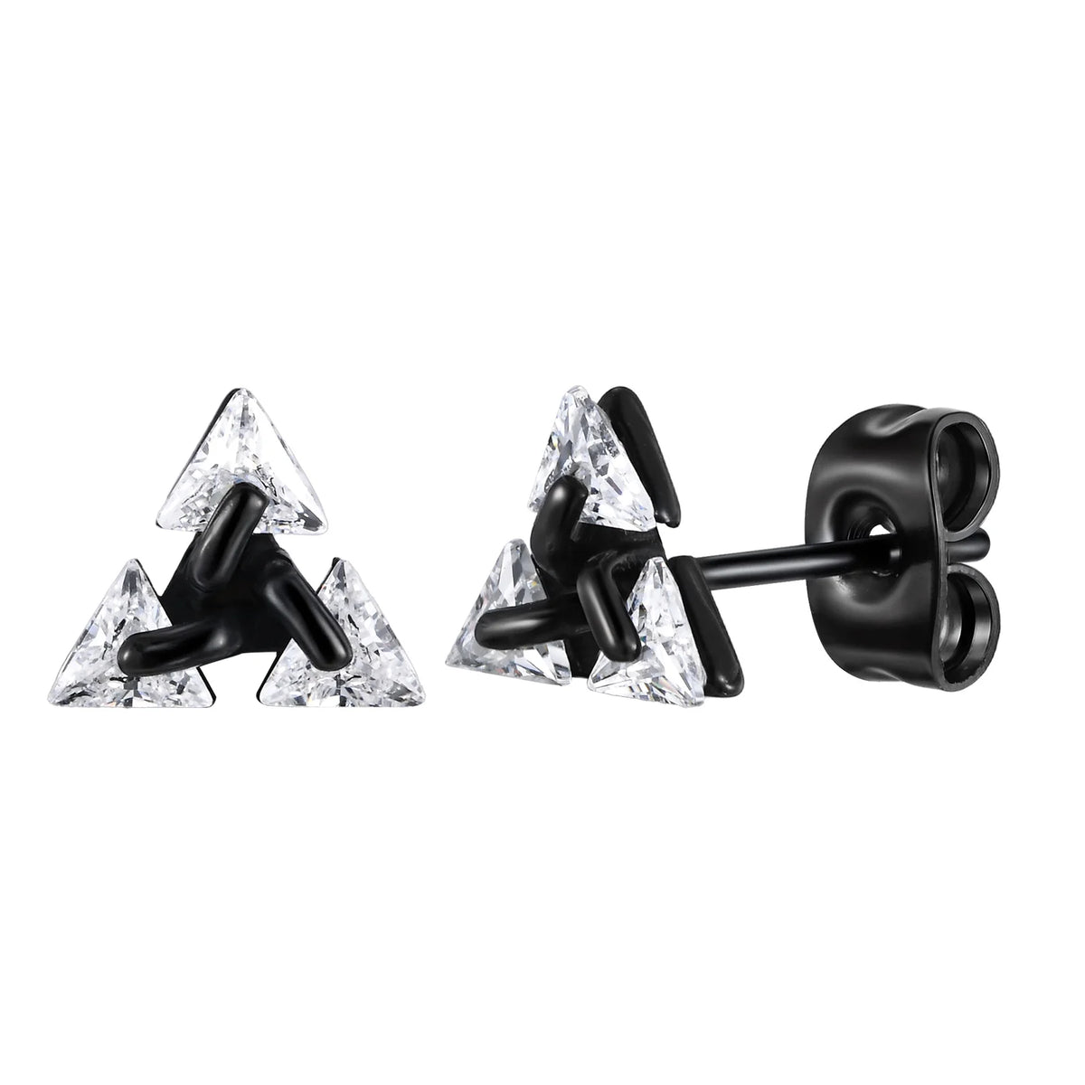 Men Stud Earring,Triangle Pierced Crystal Zircon Stud Earrings,Stainless Steel Tiny Minimalist Studs for Mens Women Jewelry