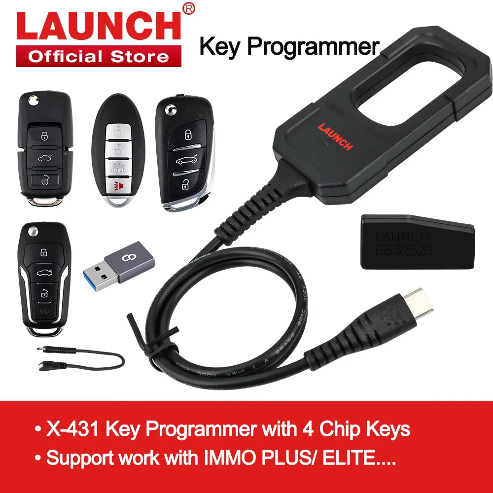 LAUNCH Official Store - X431 Key Programmer with 4 Chip Keys IMMO Programming Tools work with X431 IMMO ELITE/PLUS/PAD V...