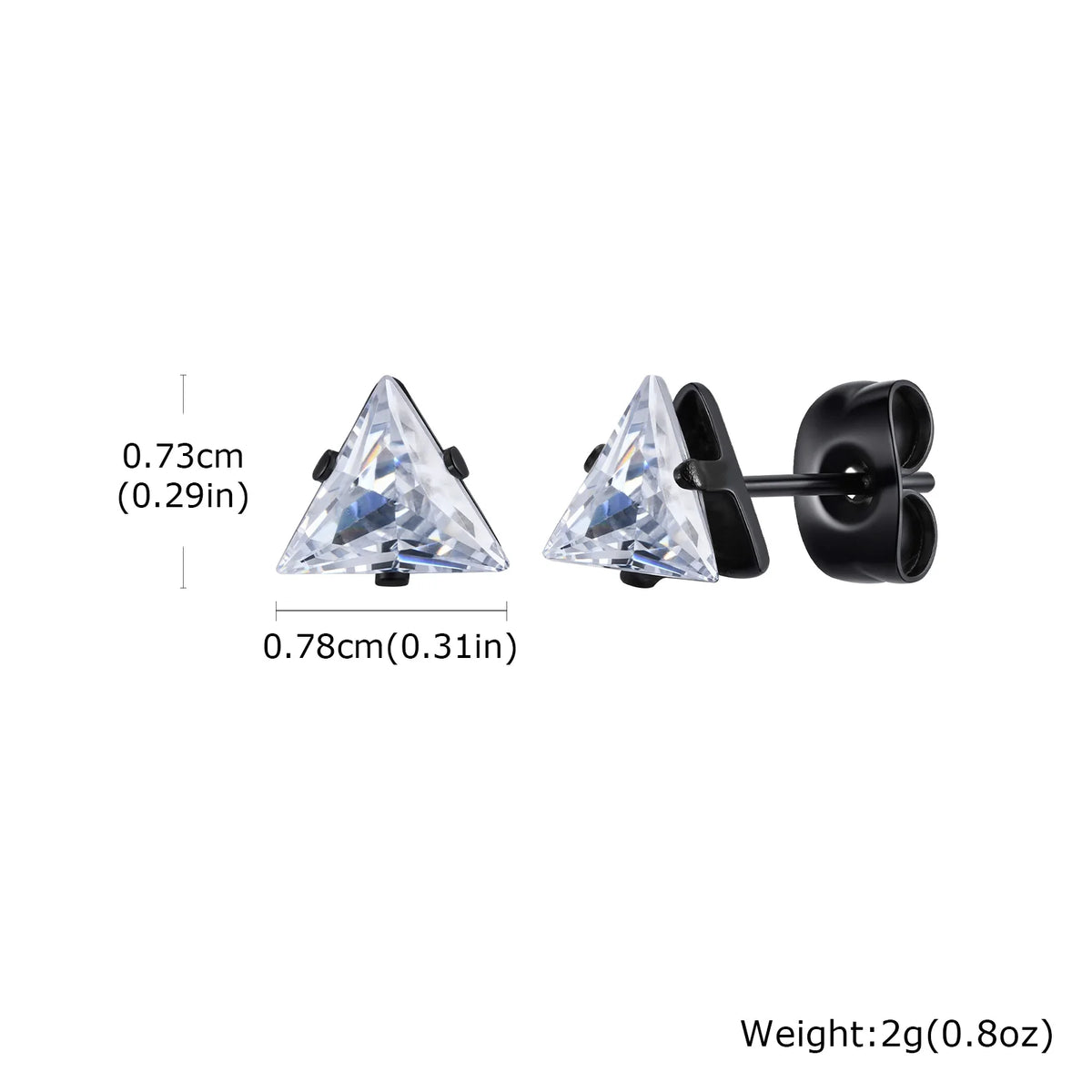 Men Stud Earring,Triangle Pierced Crystal Zircon Stud Earrings,Stainless Steel Tiny Minimalist Studs for Mens Women Jewelry
